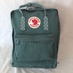 Fjallraven Kanken backpack, green, checker straps
